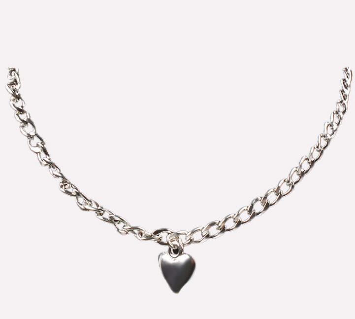 Trendy Women Jewelry Cute Heart Lock Necklace Gold Silver Choker Necklace Pendant On Neck Accessories