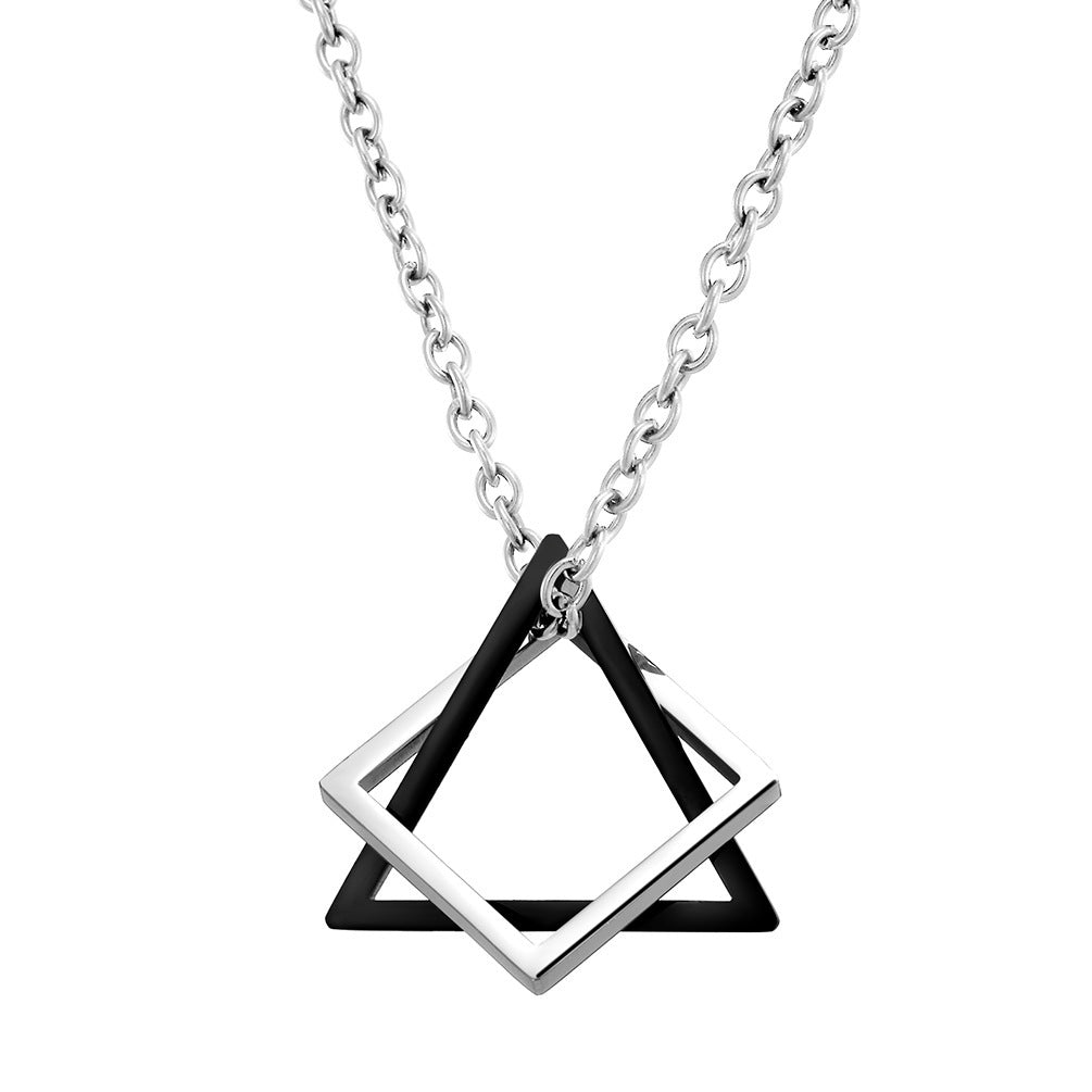 Ins Cold Style Geometric Triangle Square Combination Necklace Hip-Hop Net Red Tide Men And Women Couple Pendants