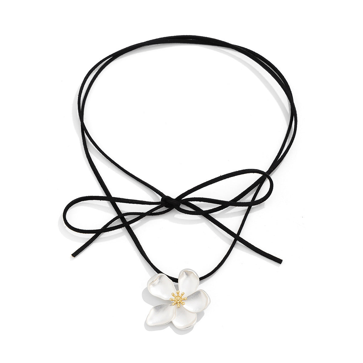 Fashion metal five petal flower pendant wrapped around neck chain, feminine necklace set