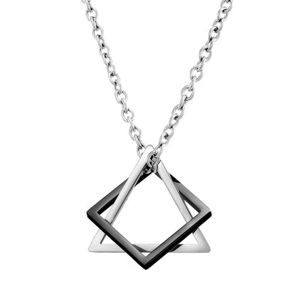 Ins Cold Style Geometric Triangle Square Combination Necklace Hip-Hop Net Red Tide Men And Women Couple Pendants